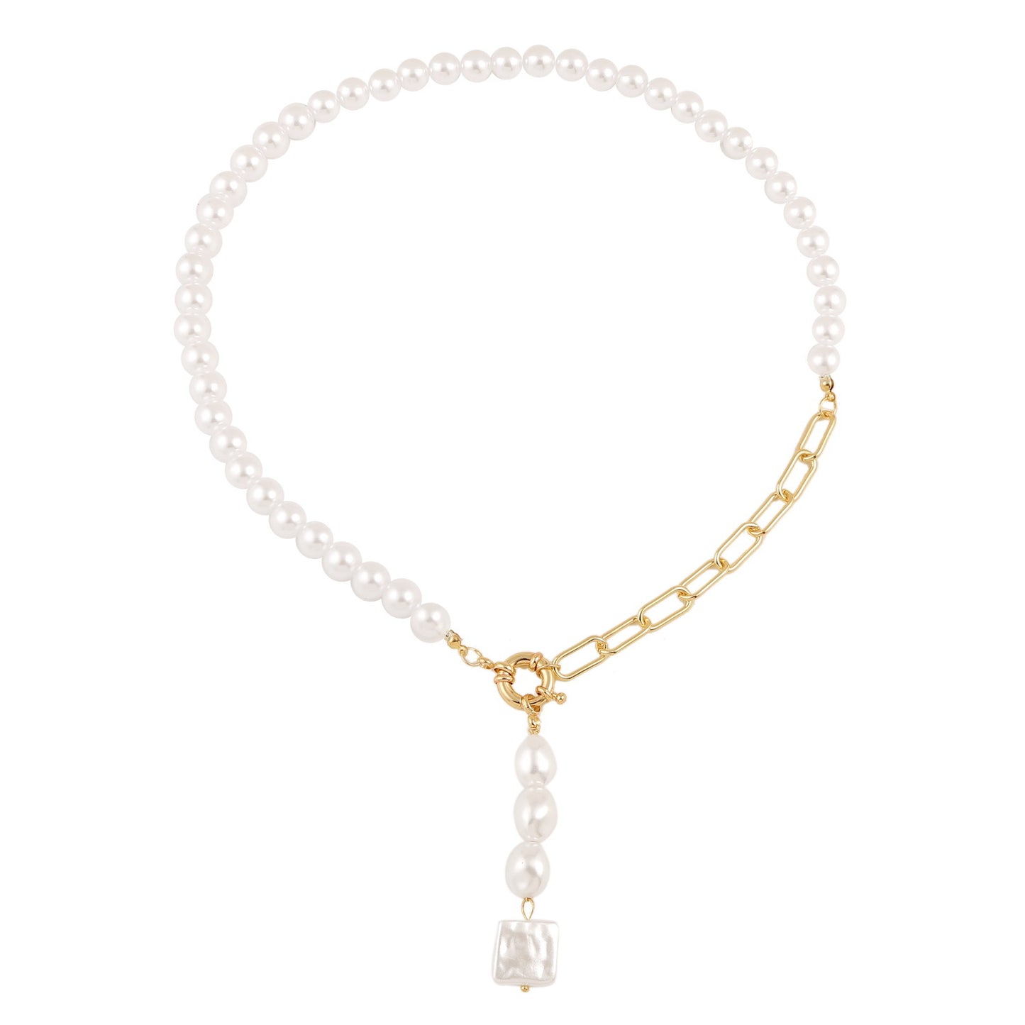 Collana perla naturale multifilo con moneta