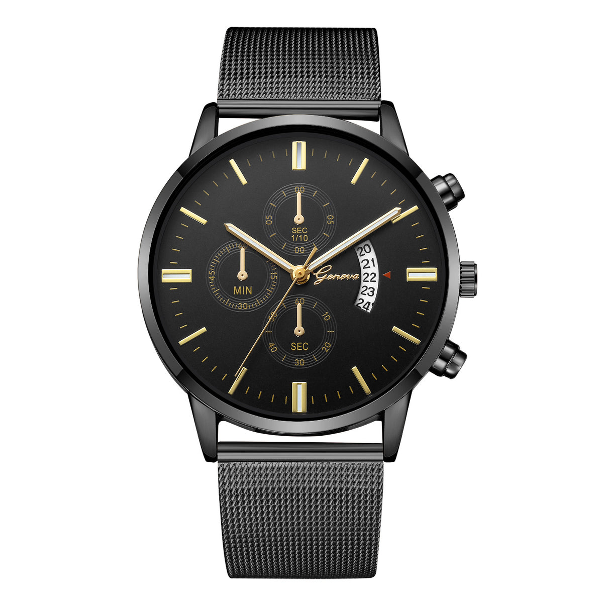 Orologio calendario mesh acciaio