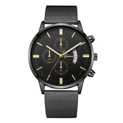 Orologio calendario mesh acciaio