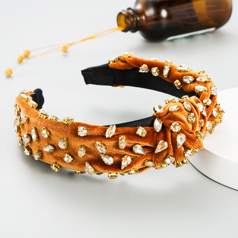 Fascia capelli velluto oro e strass