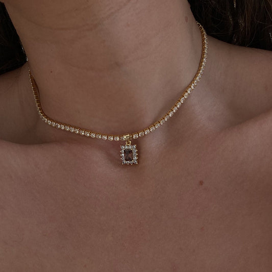 Collana gemme quadrate