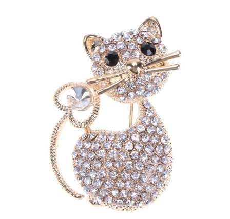 Spilla gatto con cristalli