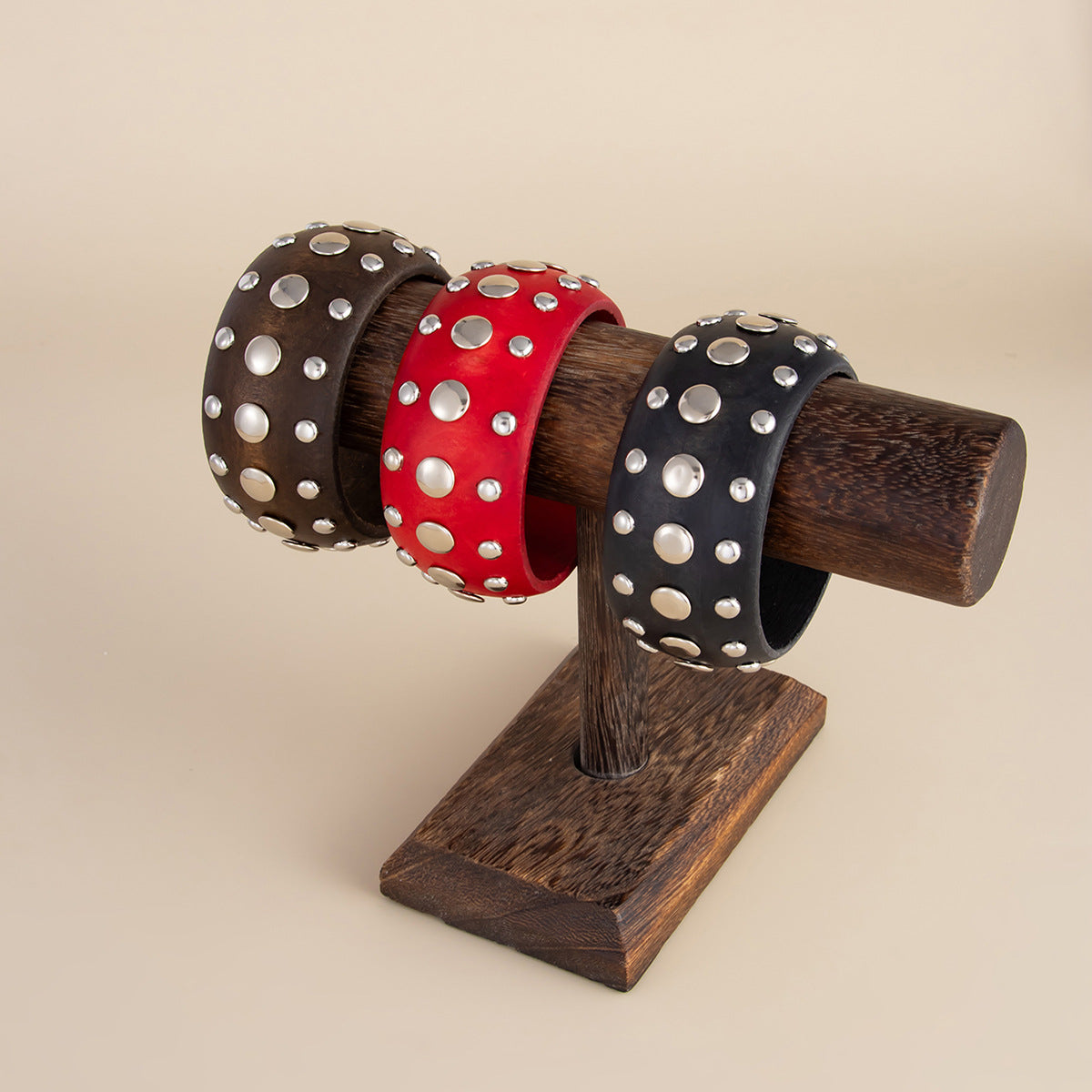 Braccialetto legno geometrico punk