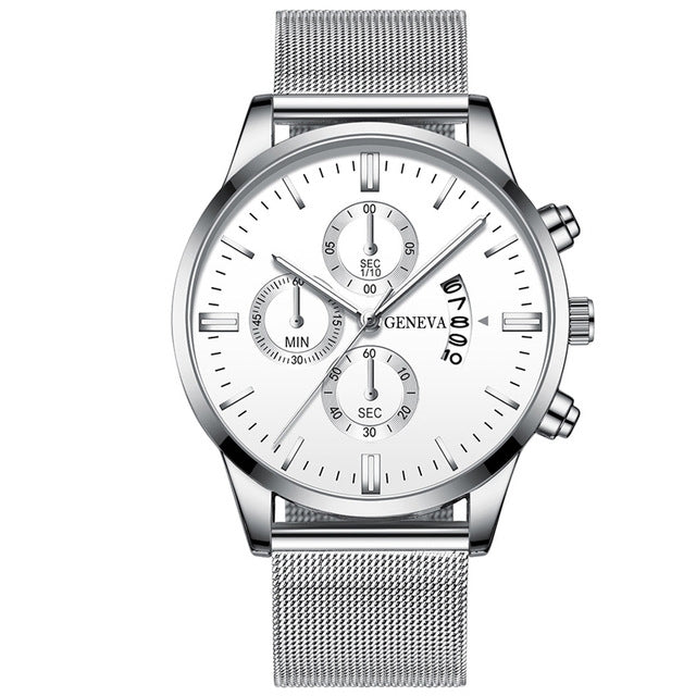 Orologio calendario quarzo mesh