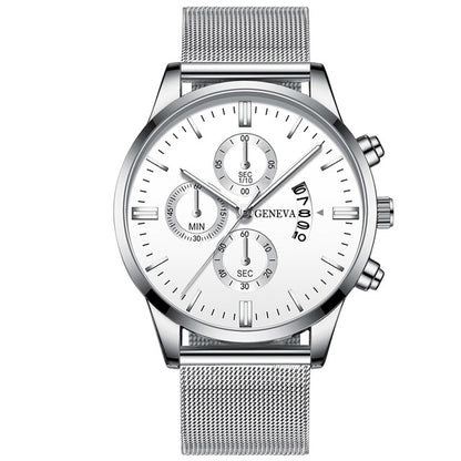Orologio calendario quarzo mesh