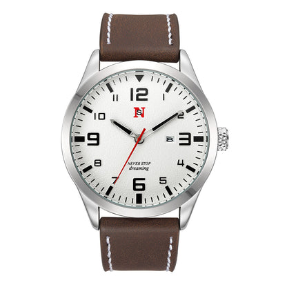 Orologio uomo calendario al quarzo cinturino in pelle