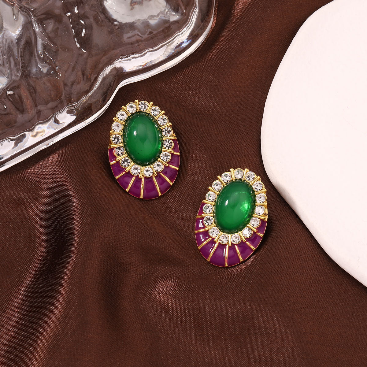 Anello design geometrico verde