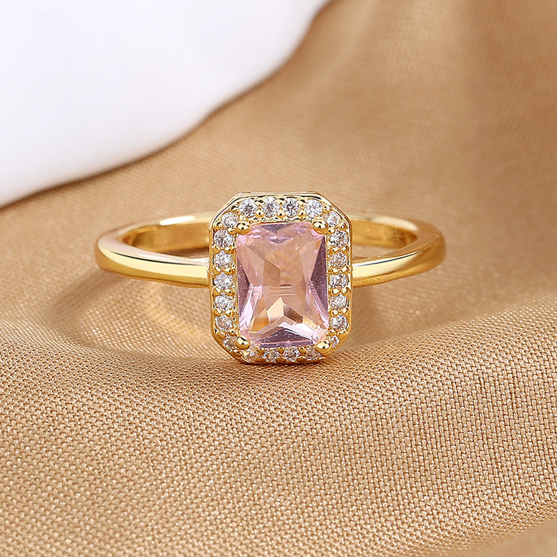 Anello zircone rettangolare principessa