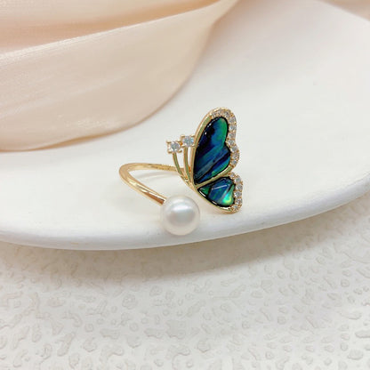 Anello farfalla perla d'acqua dolce
