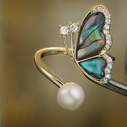 Anello farfalla perla d'acqua dolce