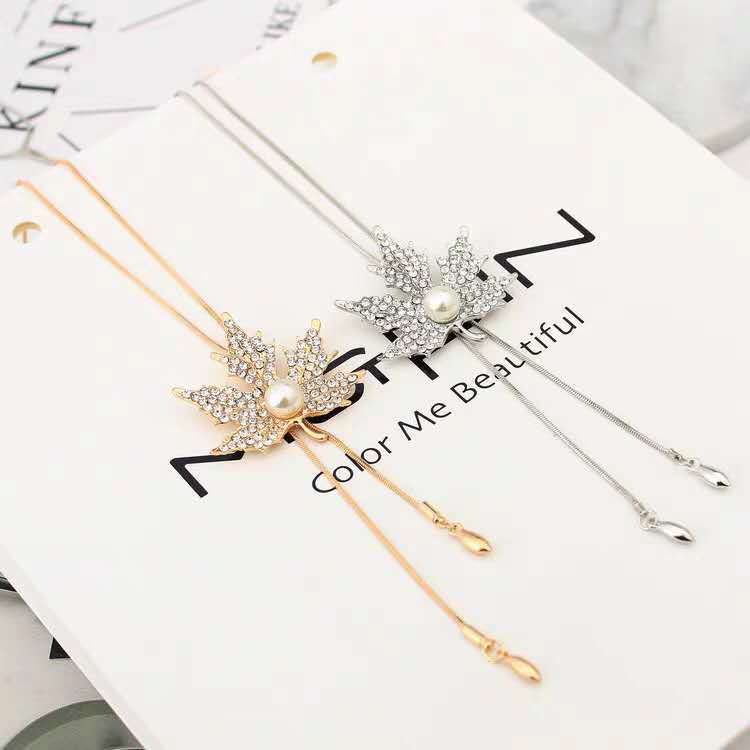 Collana foglie diamanti