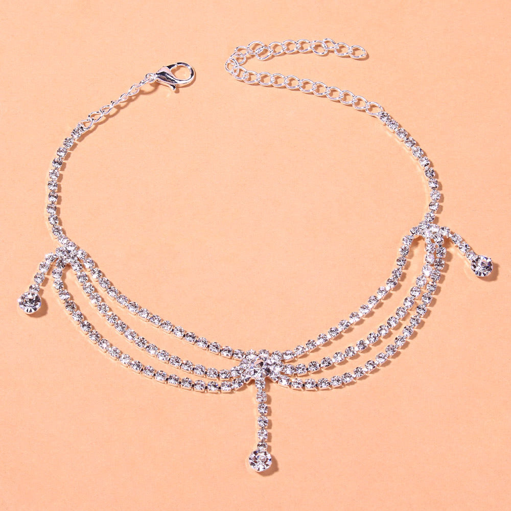 Cavigliera strass multi-strato