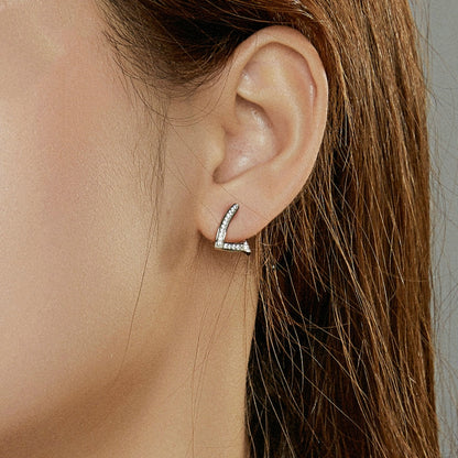 Orecchini zircone argento perno geometrico