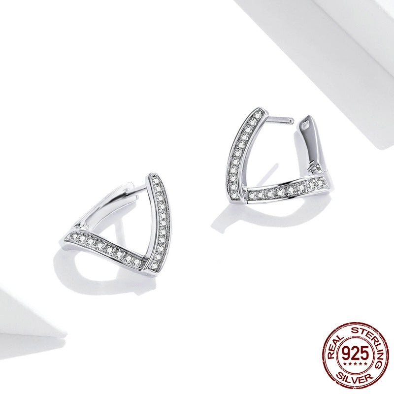 Orecchini zircone argento perno geometrico