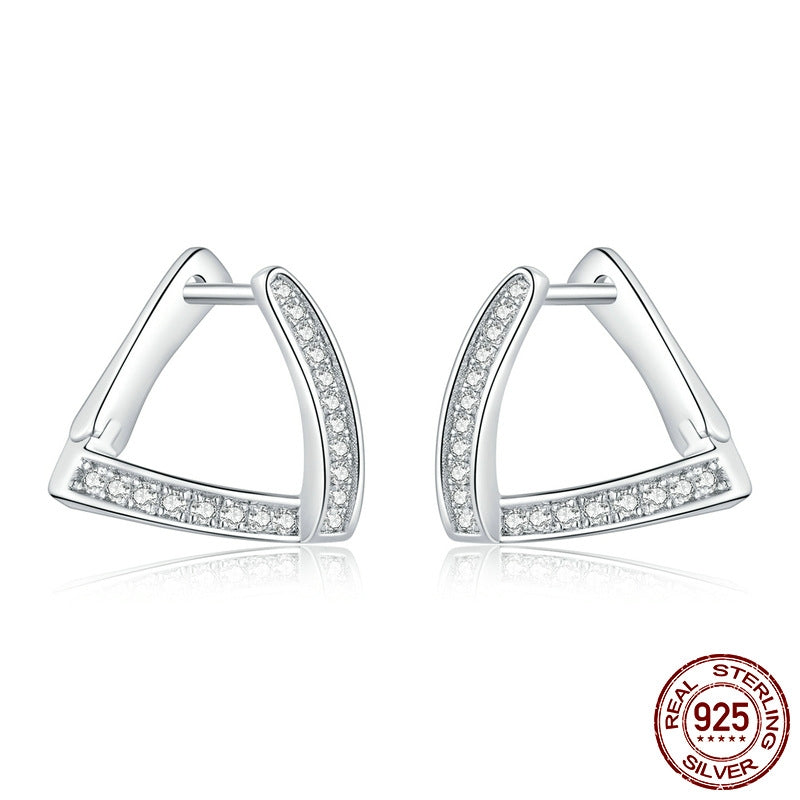 Orecchini zircone argento perno geometrico