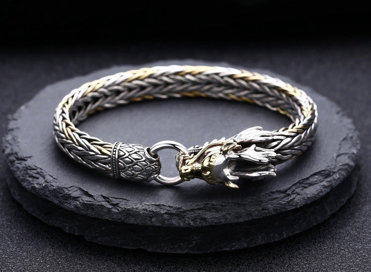 Braccialetto argento intrecciato spesso