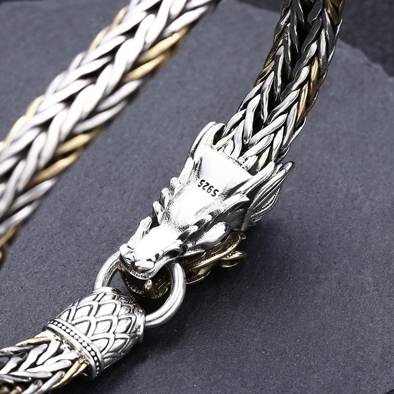 Braccialetto argento intrecciato spesso