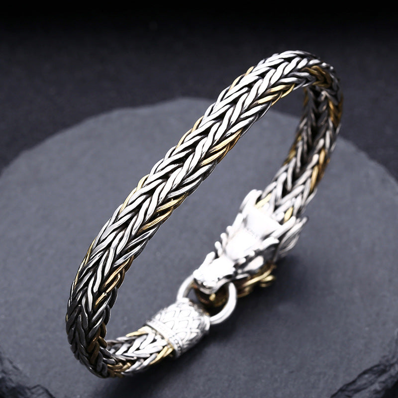 Braccialetto argento intrecciato spesso