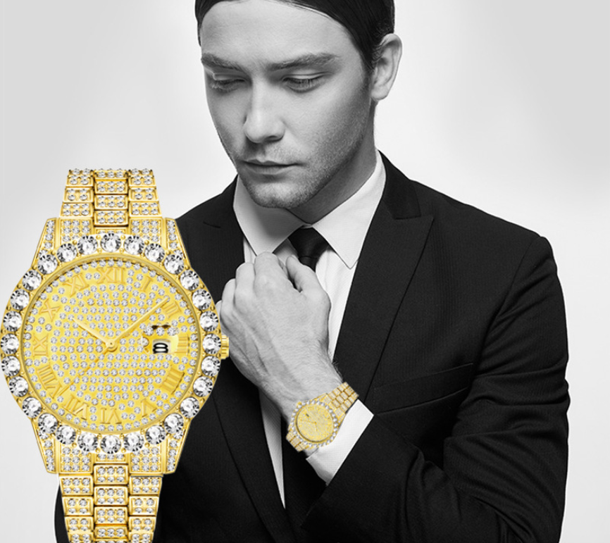 Orologio da uomo tempestato di strass
