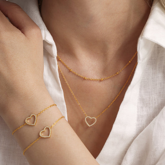 Bracciale cuore zirconi da donna