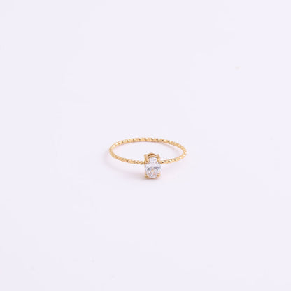 Anello zircone dorato Uovo d'Oca
