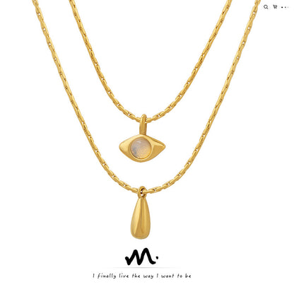 Collana opale goccia dorata