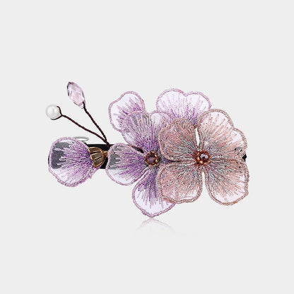Fermaglio farfalla ricamato fiore