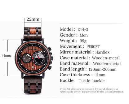 Orologio uomo legno incisione laser