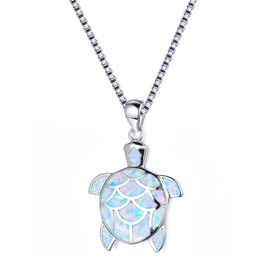 Collana tartaruga opale blu piccola