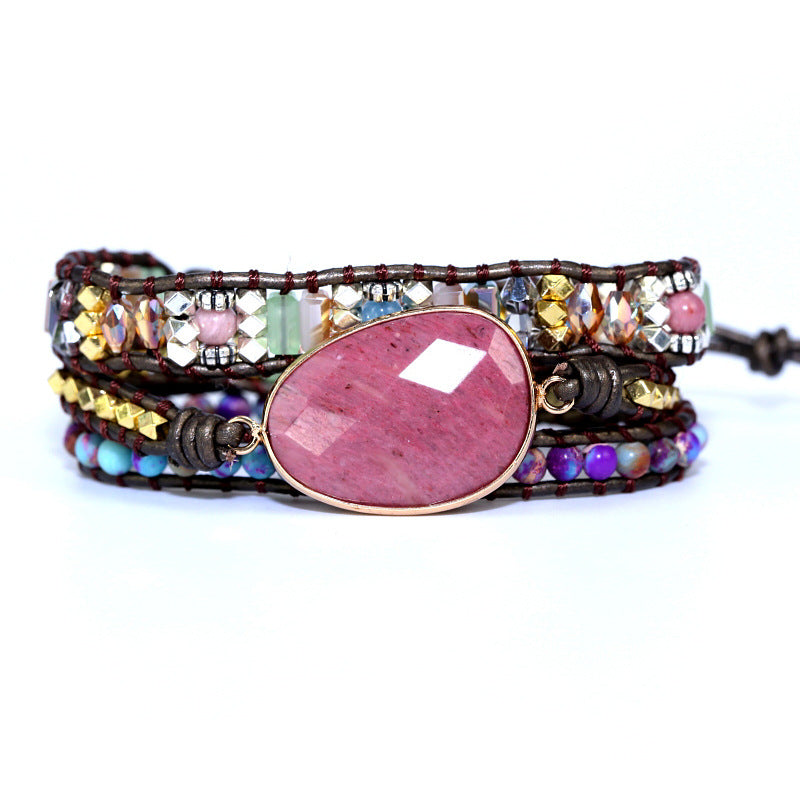 Bracciale intrecciato pietre naturali a mano