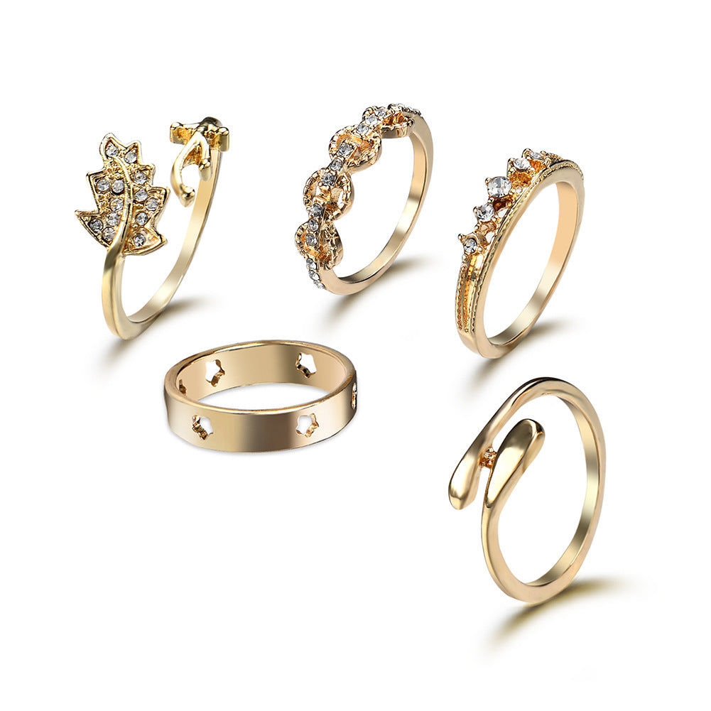 Anello foglie diamantate