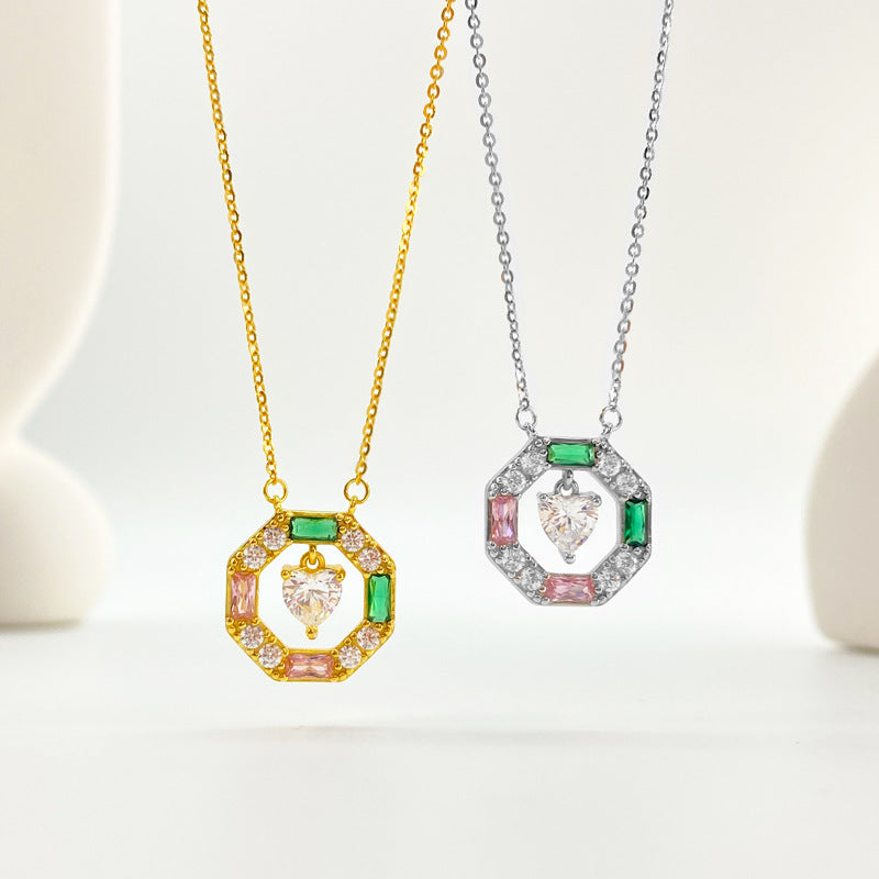 Collana cuore geometrico colorata