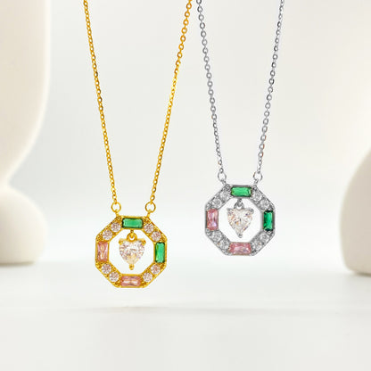 Collana cuore geometrico colorata