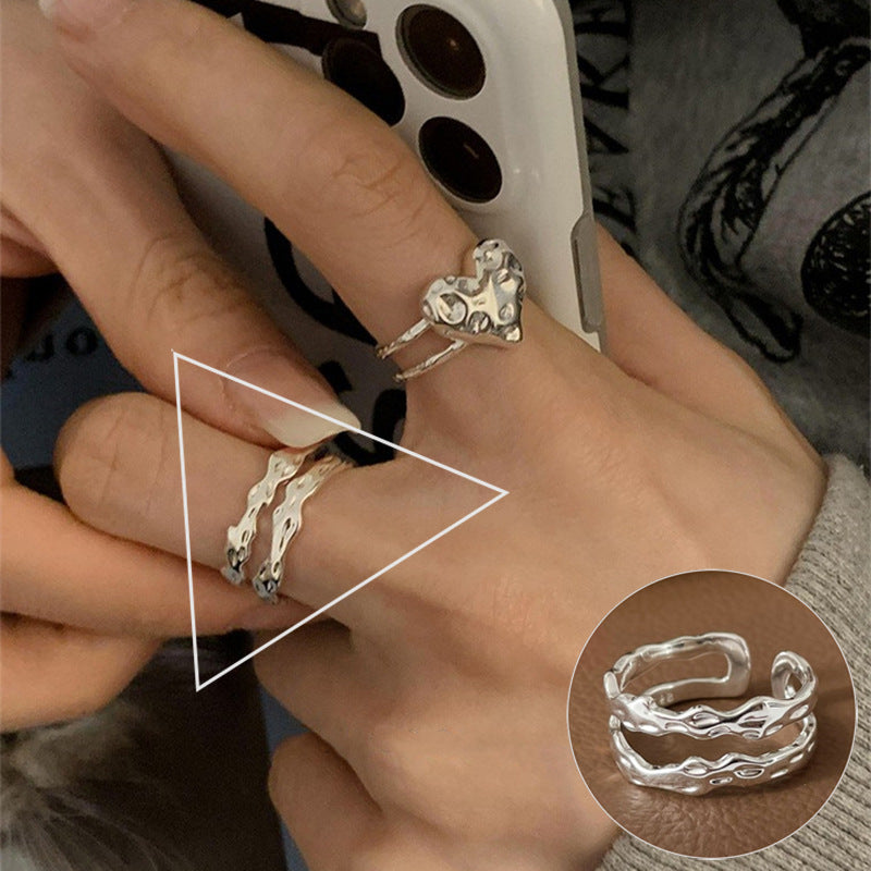 Anello aperto geometrico argento