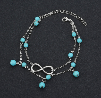 Cavigliera turchese multi-strato