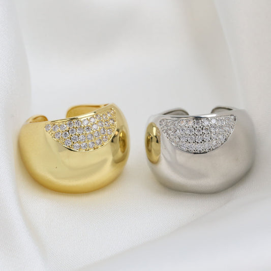 Anello ottone zirconi geometrico