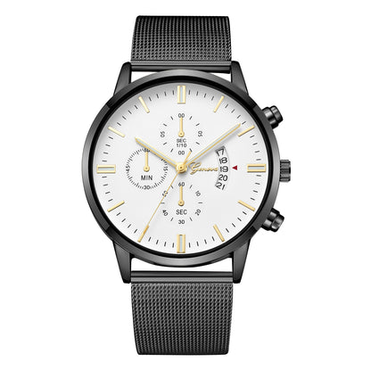 Orologio calendario mesh acciaio