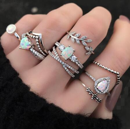 Anello opale foglia