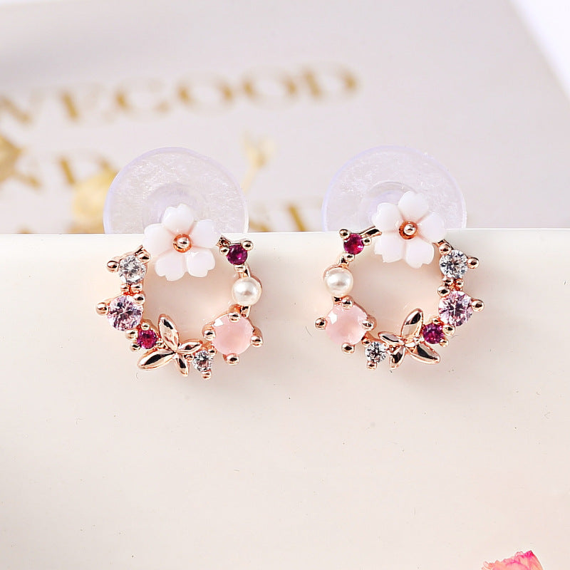 Orecchini clip fiore ghirlanda