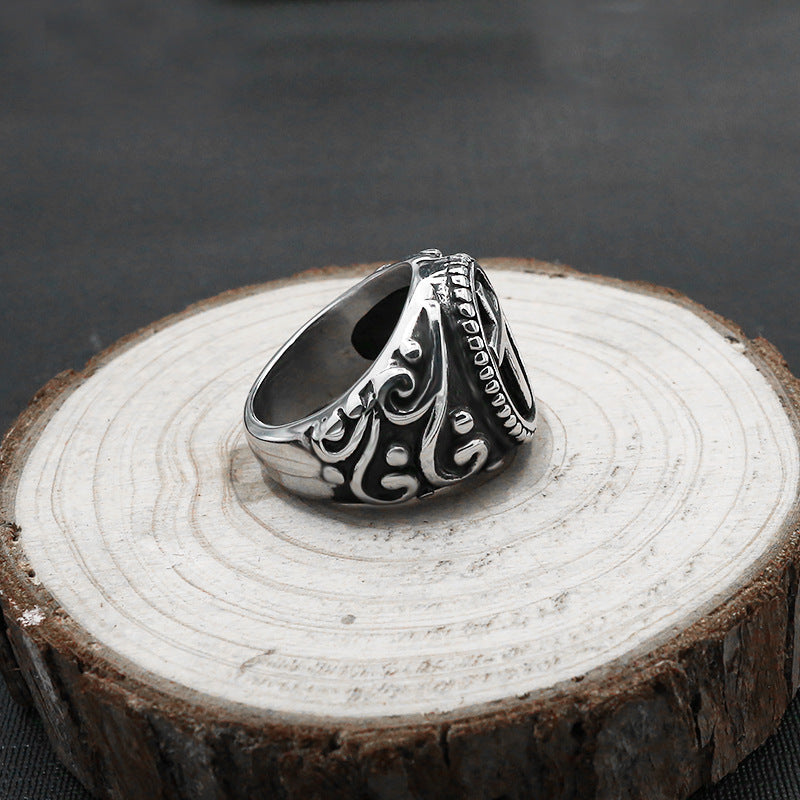 Anello titanio croce vintage
