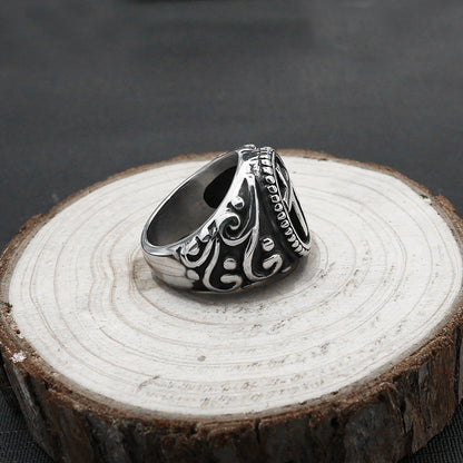 Anello titanio croce vintage