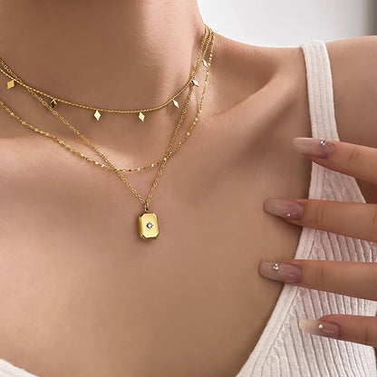 Collana doppio strato paillettes diamante
