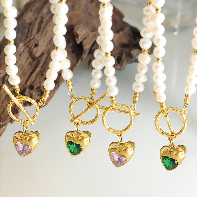 Collana cuore zircone titanio da donna