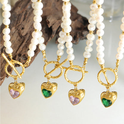 Collana cuore zircone titanio da donna