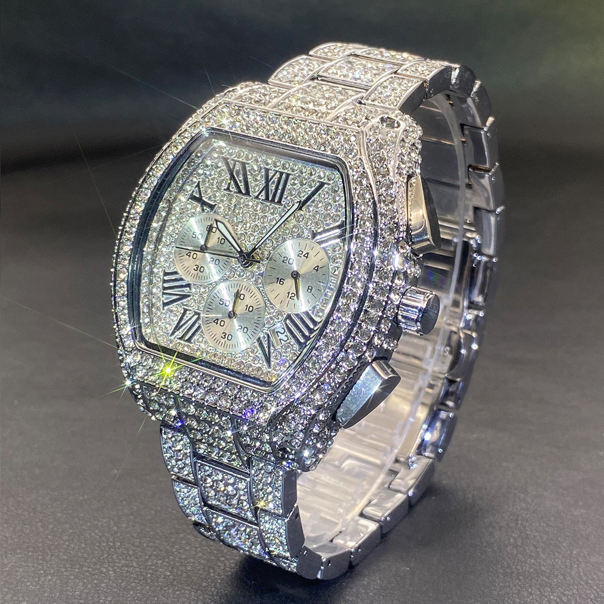 Orologio uomo cronografo tonneau con diamanti