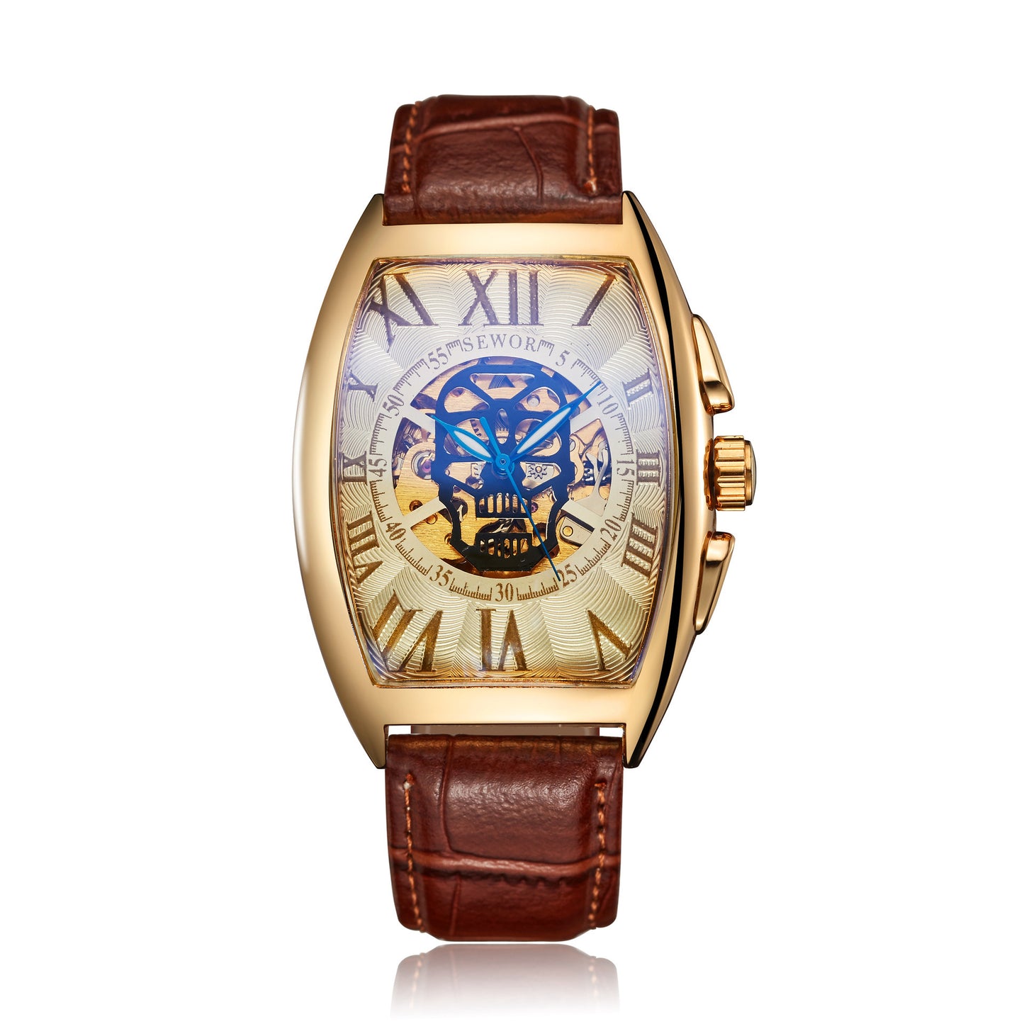 Orologio meccanico trasparente quadrato