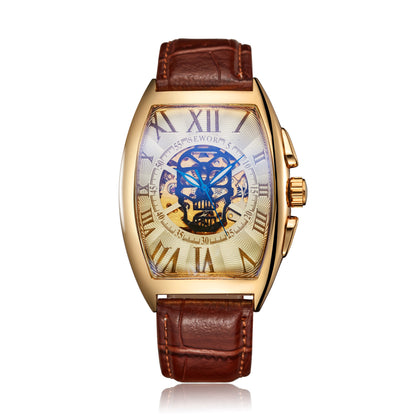 Orologio meccanico trasparente quadrato