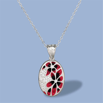 Collana fiore smaltato con zirconi da donna