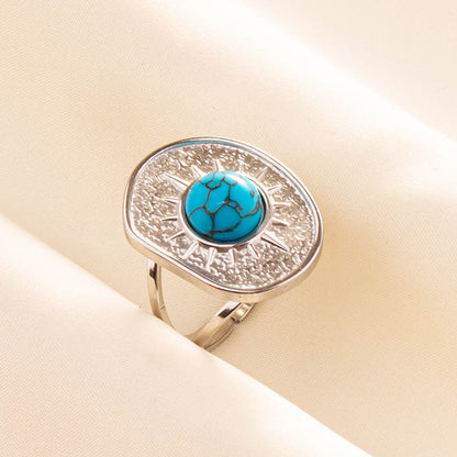 Anello geometrico retrò acciaio inox