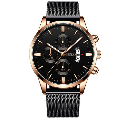 Orologio calendario quarzo mesh